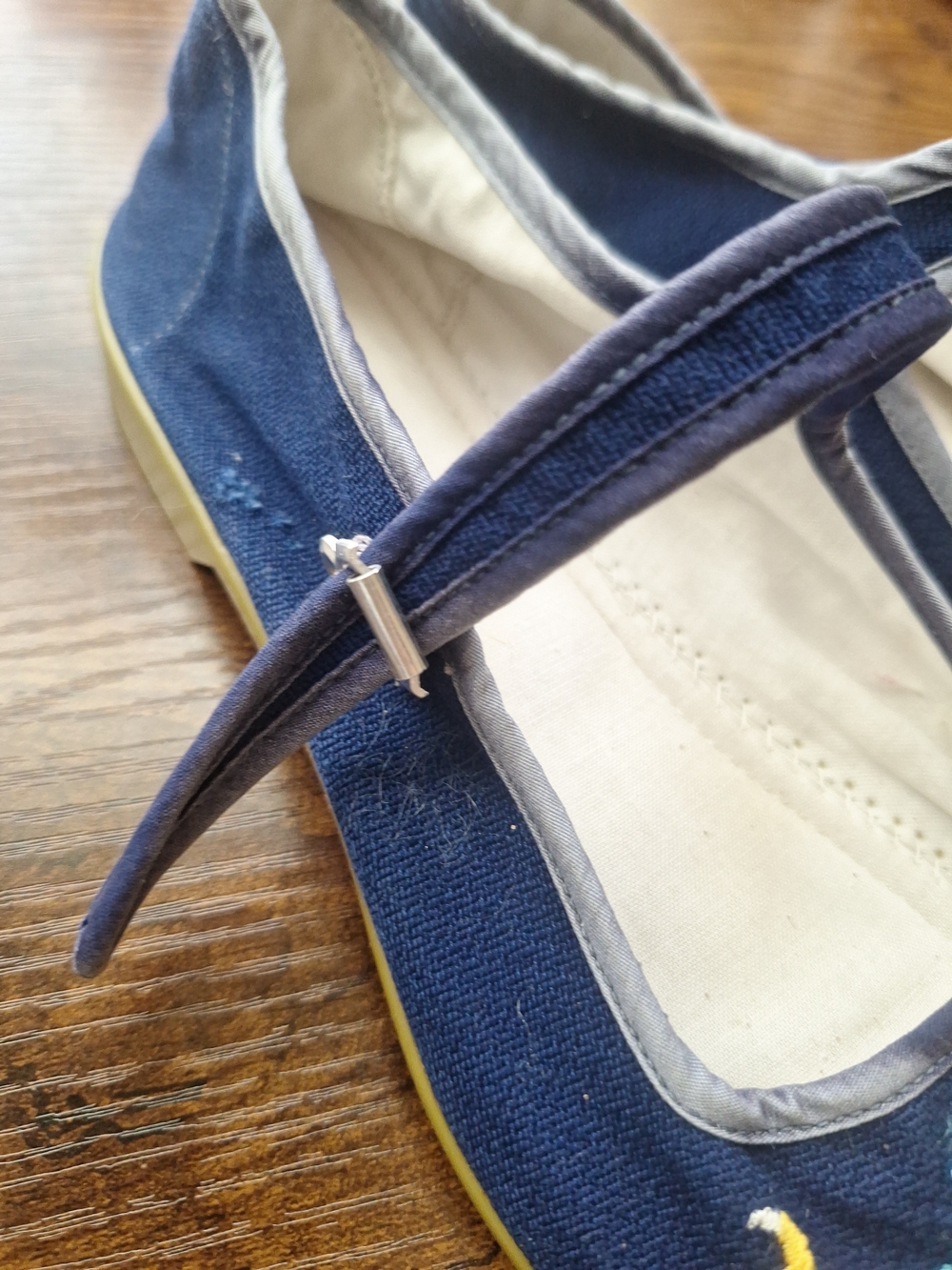 Embroidered Navy Dragon Mary Jane Flats Made In China Size 7.5 38 - Picture 4 of 7